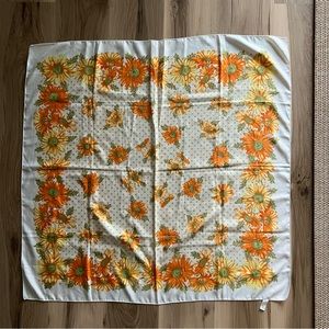 Vintage Made in Italy Sunflower Floral Print Scarf